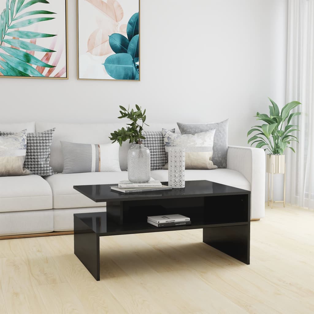 vidaXL sofabord 90x60x42,5 cm konstrueret træ grå højglans