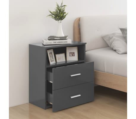 vidaXL Naktinė spintelė, pilkos spalvos, 50x32x60cm
