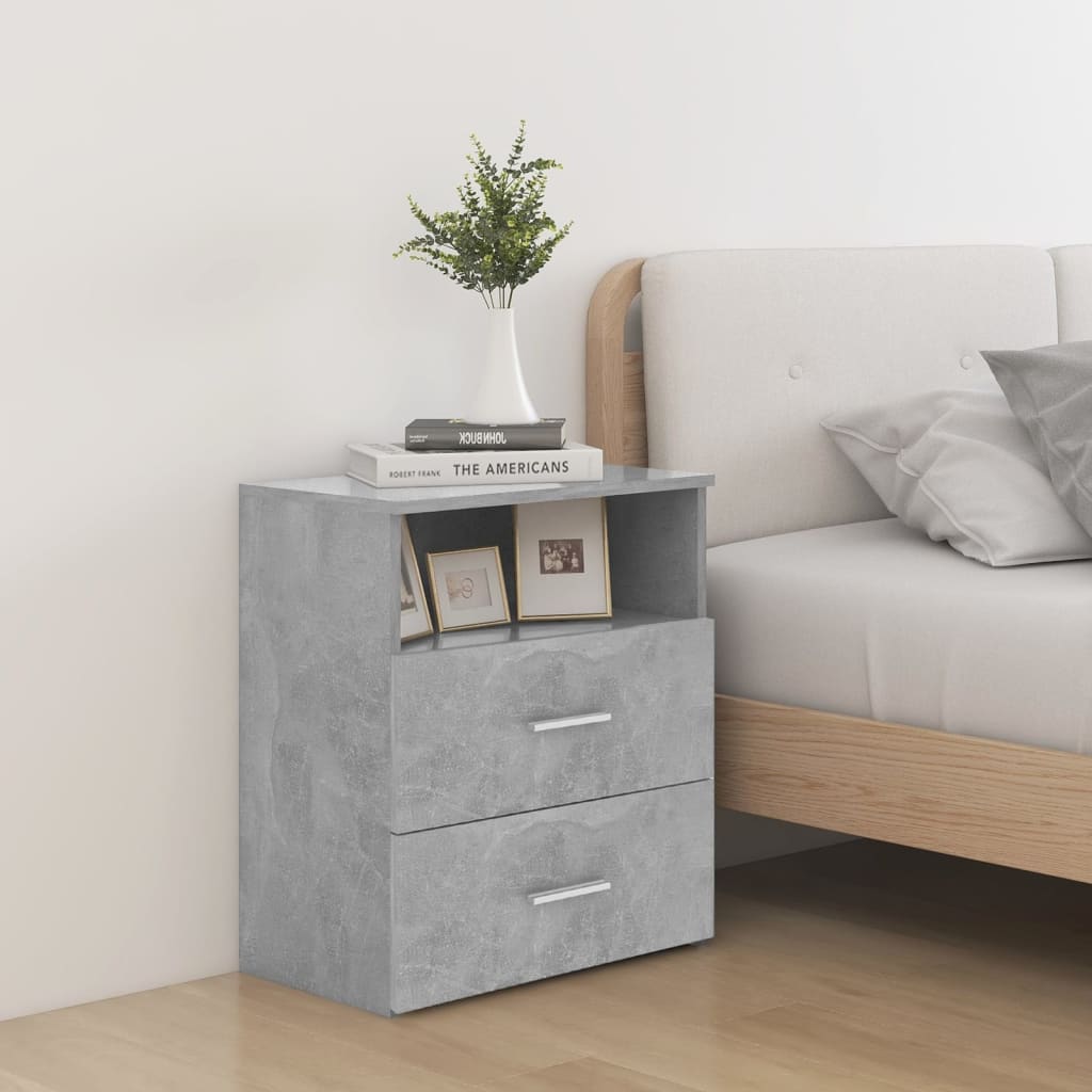 Bed Cabinets 2 Piece Concrete Grey 50x32x60cm