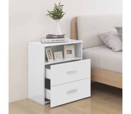 vidaXL Nattbord h&oslash;yglans hvit 50x32x60 cm