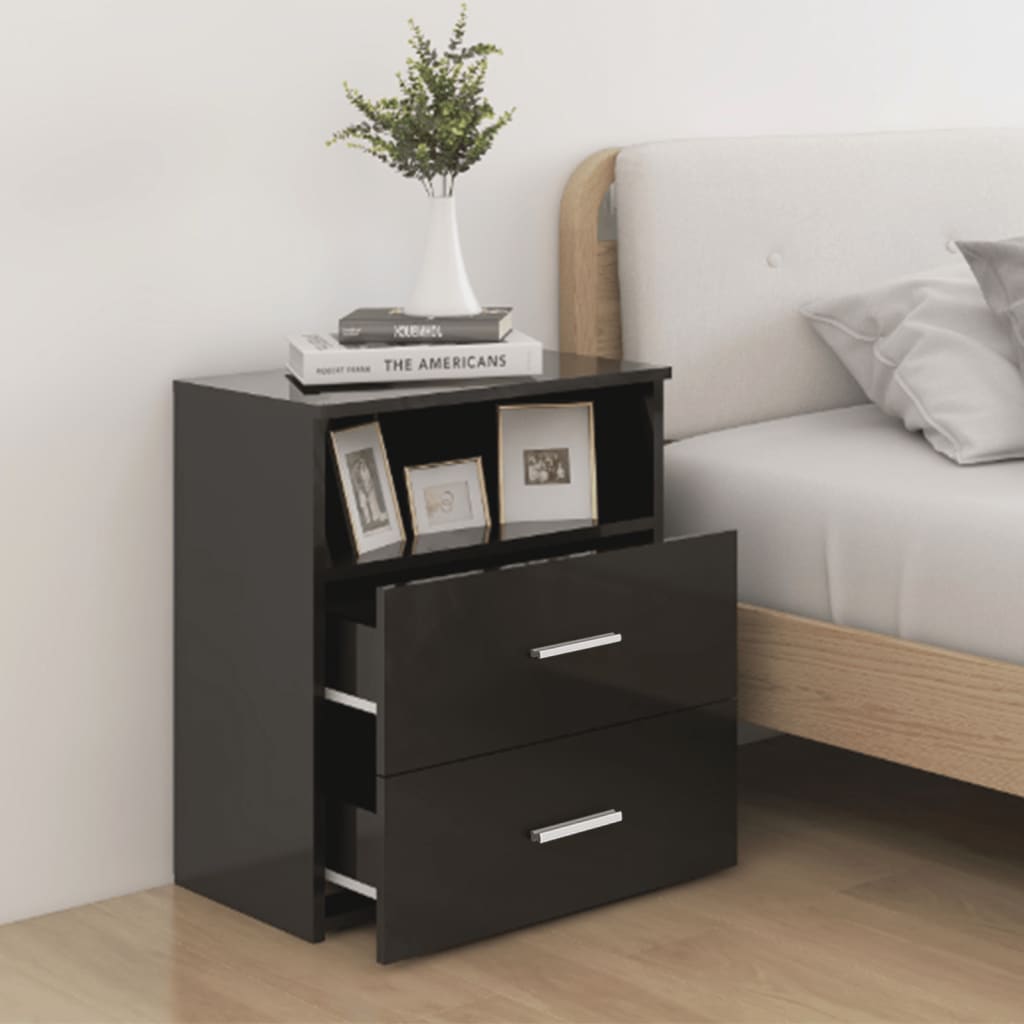 

vidaXL Nachtkastjes 2 st 50x32x60 cm hoogglans zwart