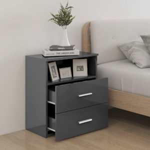 vidaXL Naktinės spintelės, 2vnt., pilkos spalvos, 50x32x60cm, blizgios