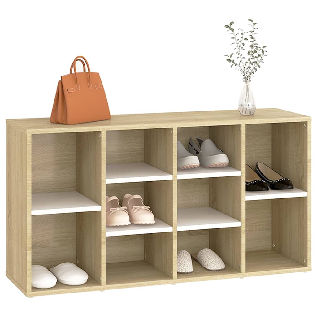 

vidaXL Schoenenbank 103x30x54,5 cm spaanplaat wit sonoma eikenkleurig