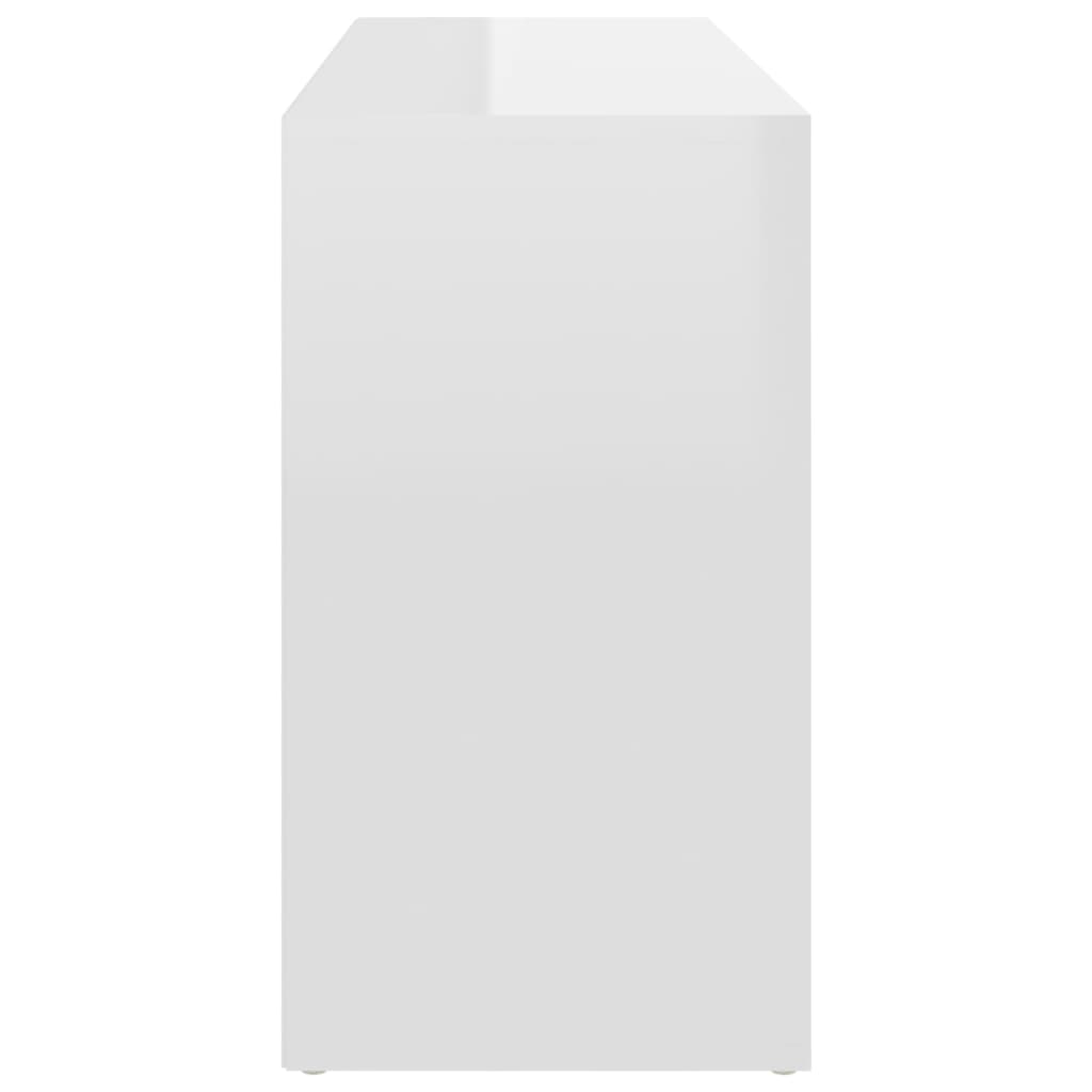 magasfényű fehér forgácslap cipőtároló pad 103 x 30 x 54,5 cm