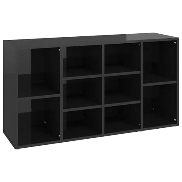 vidaXL jalatsipink, k&otilde;rgl&auml;ikega must, 103x30x55 cm, puitlaastplaat