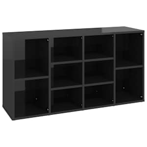 Lavice s botníkem černá vysoký lesk 103x30x55 cm dřevotříska - obrázek 2