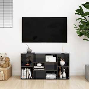 Lavice s botníkem černá vysoký lesk 103x30x55 cm dřevotříska - obrázek 4