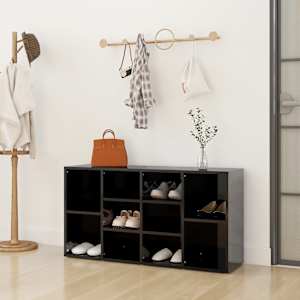 Lavice s botníkem černá vysoký lesk 103x30x55 cm dřevotříska - obrázek 1
