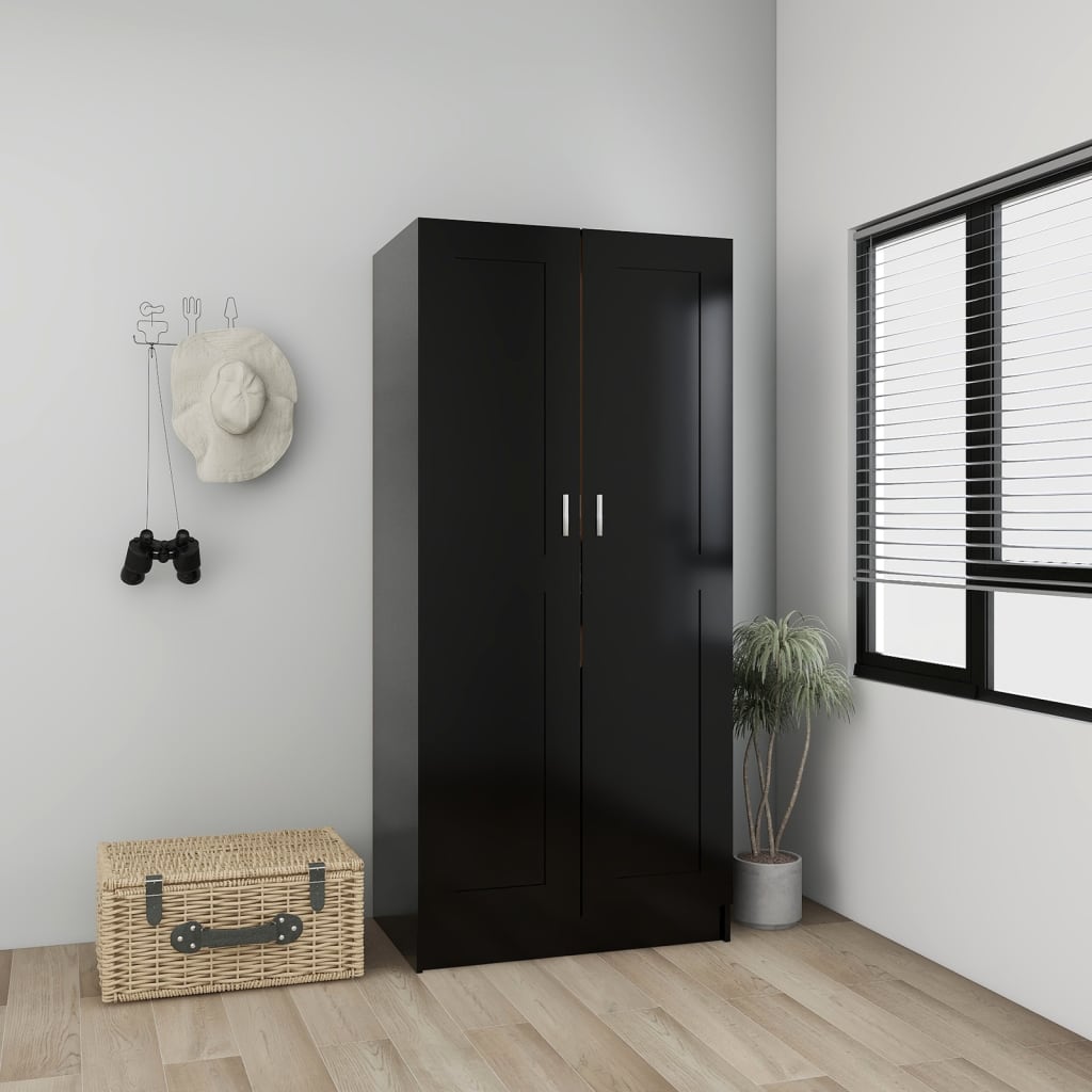 

vidaXL Kledingkast 82,5x51,5x180 cm spaanplaat zwart