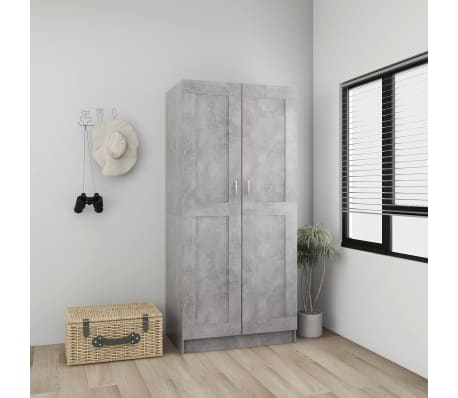 vidaXL Kledingkast 82,5x51,5x180 cm bewerkt hout betongrijs