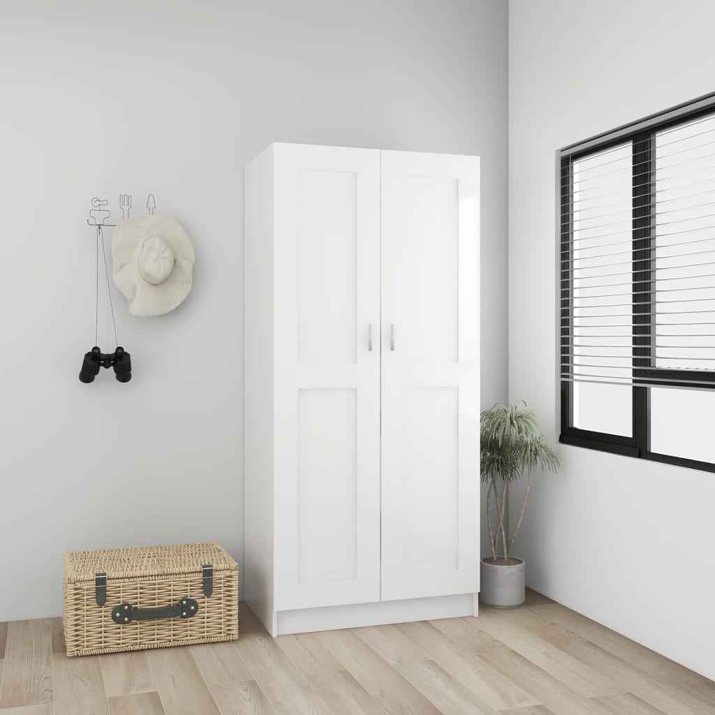 

vidaXL Kledingkast 82,5x51,5x180 cm spaanplaat hoogglans wit