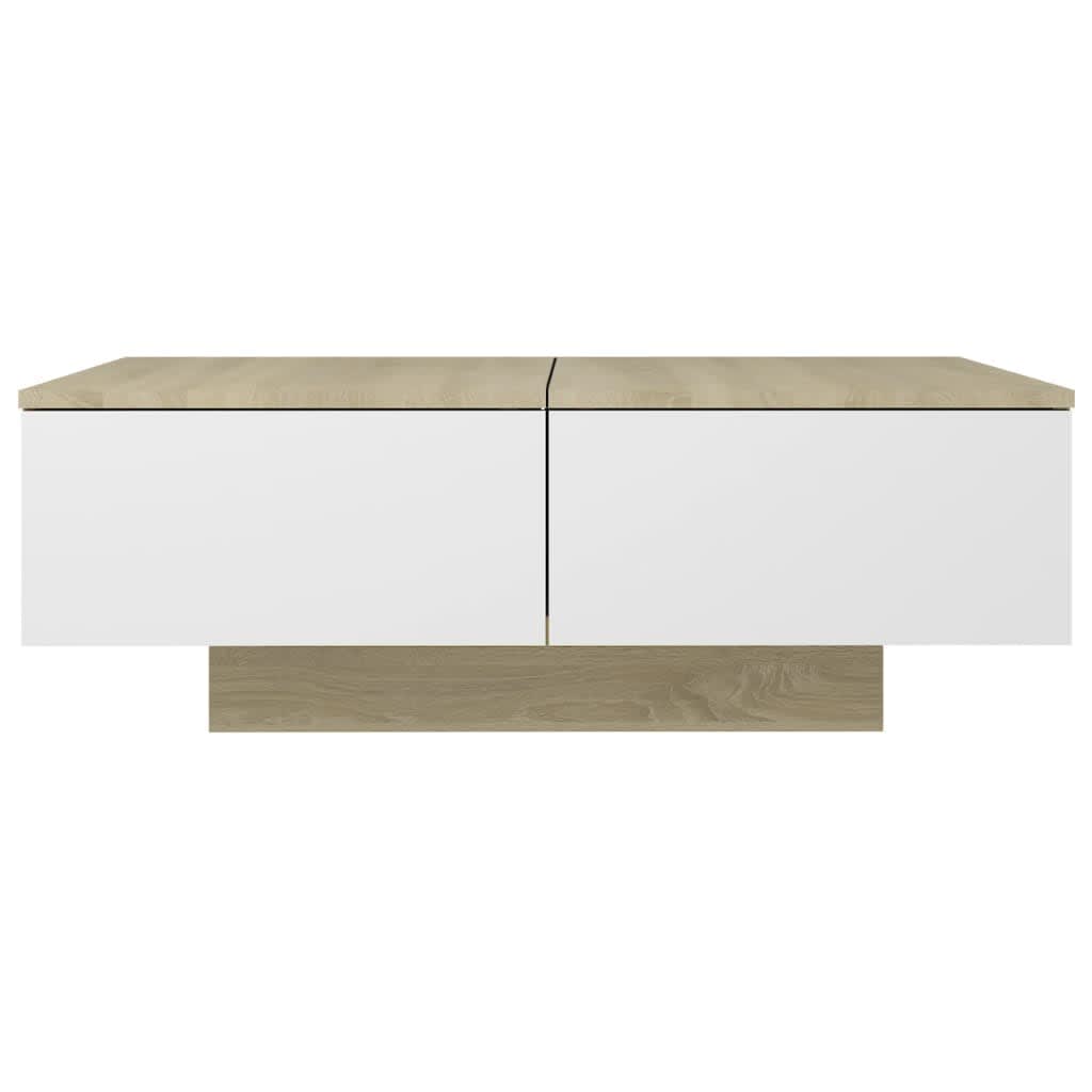 

vidaXL Salontafel 90x60x31 cm spaanplaat wit en sonoma eikenkleurig