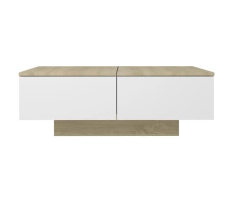 vidaXL Table basse Blanc et chêne sonoma 90x60x31 cm Aggloméré
