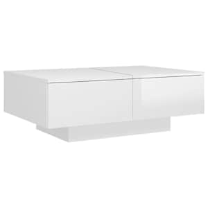 Konferenční stolek bílý lesklý 90 x 60 x 31 cm kompozitní dřevo - obrázek 2
