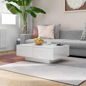 Konferenční stolek bílý lesklý 90 x 60 x 31 cm kompozitní dřevo - obrázek 1