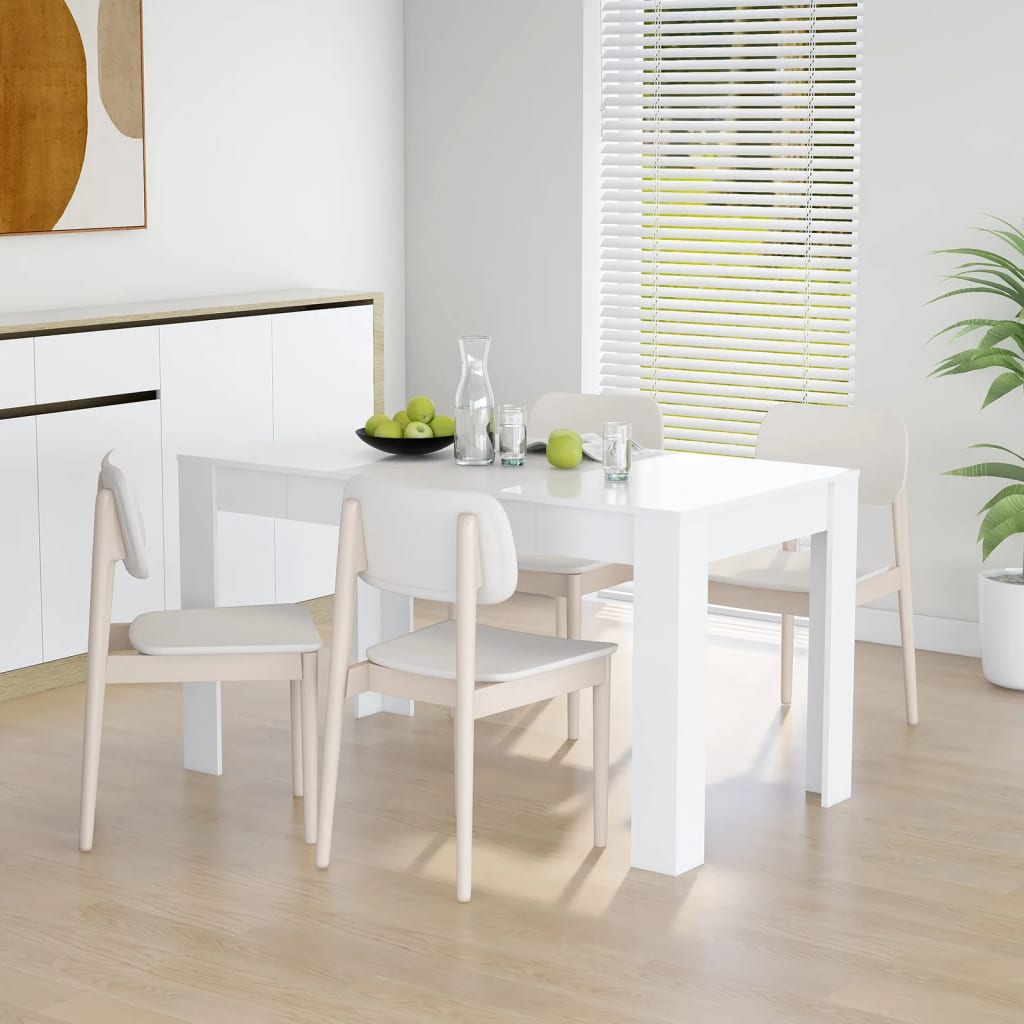 vidaXL de comedor de madera contrachapada blanco 140x74,5x76 cm - Bechester - Reinventando la experiencia de muebles