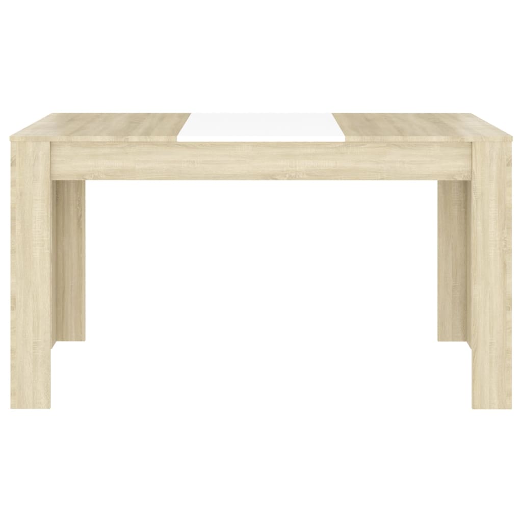 vidaXL spisebord 140x74,5x76 cm konstrueret træ hvid og sonoma-eg