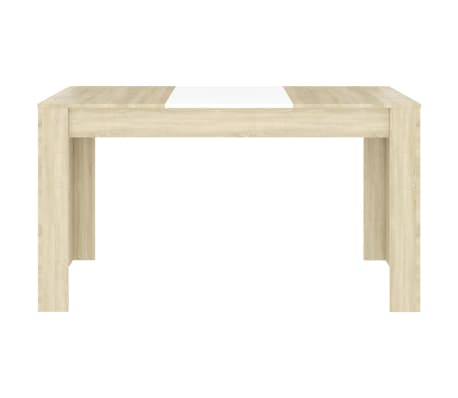 vidaXL spisebord 140x74,5x76 cm konstrueret træ hvid og sonoma-eg