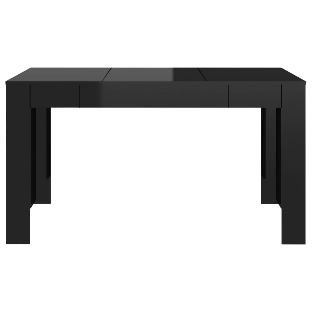 vidaXL virtuves galds, spīdīgi melns, 140x74,5x76 cm, skaidu plāksne
