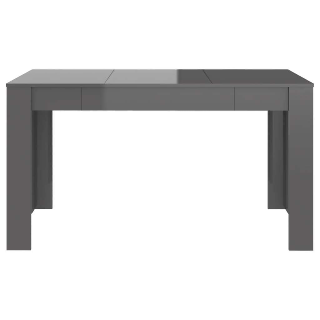 vidaXL Eettafel 140x74.5x76 cm spaanplaat hoogglans grijs