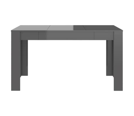 vidaXL Jedilna miza visok sijaj siva 140x74,5x76 cm iverna plošča