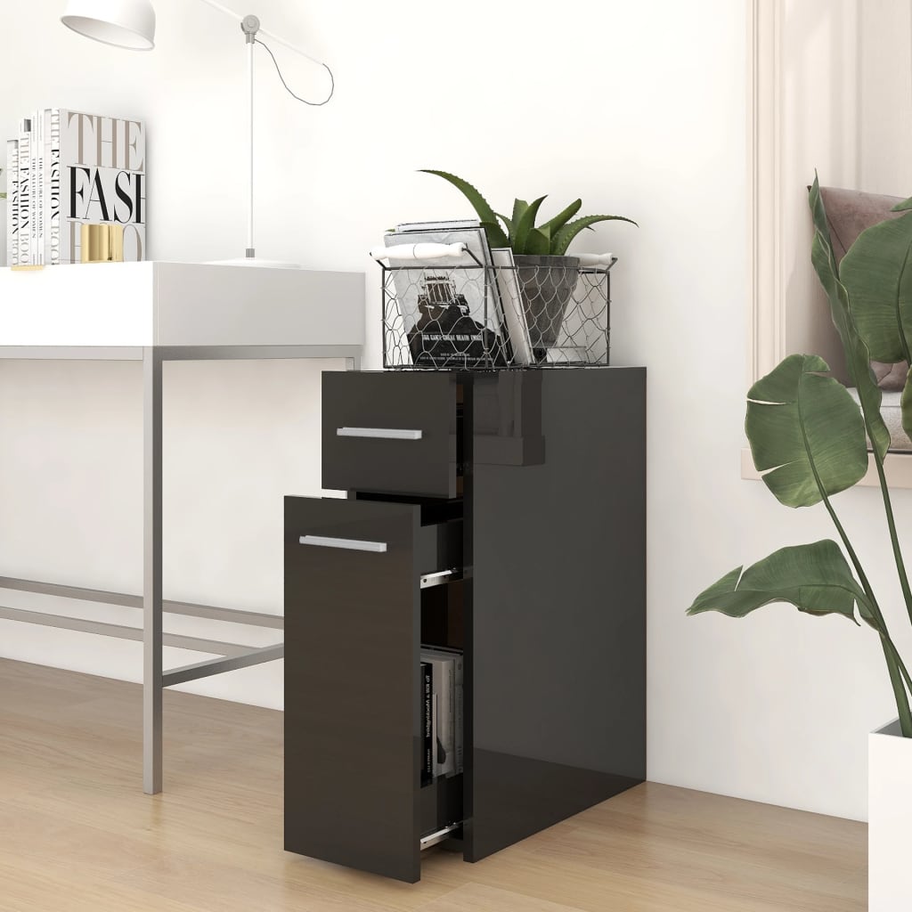 

vidaXL Apothekerskast 20x45,5x60 cm spaanplaat hoogglans zwart