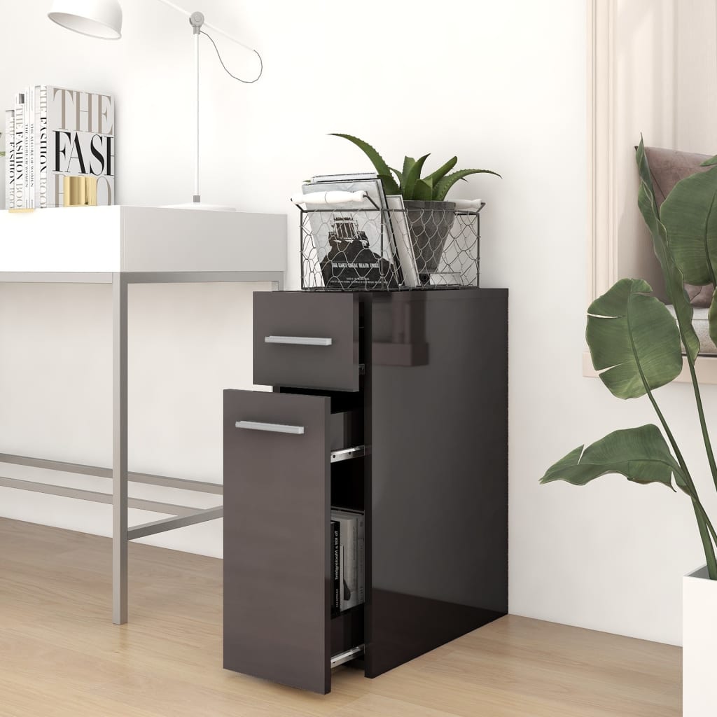 

vidaXL Apothekerskast 20x45,5x60 cm spaanplaat hoogglans grijs