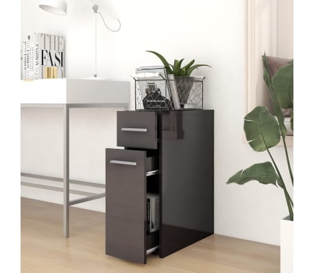 vidaXL Apothecary Cabinet High Gloss Grey 20x45.5x60 cm Engineered Wood