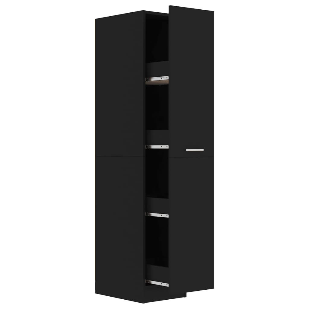 Image of vidaXL Apothecary Cabinet Black 30x42.5x150 cm Engineered Wood