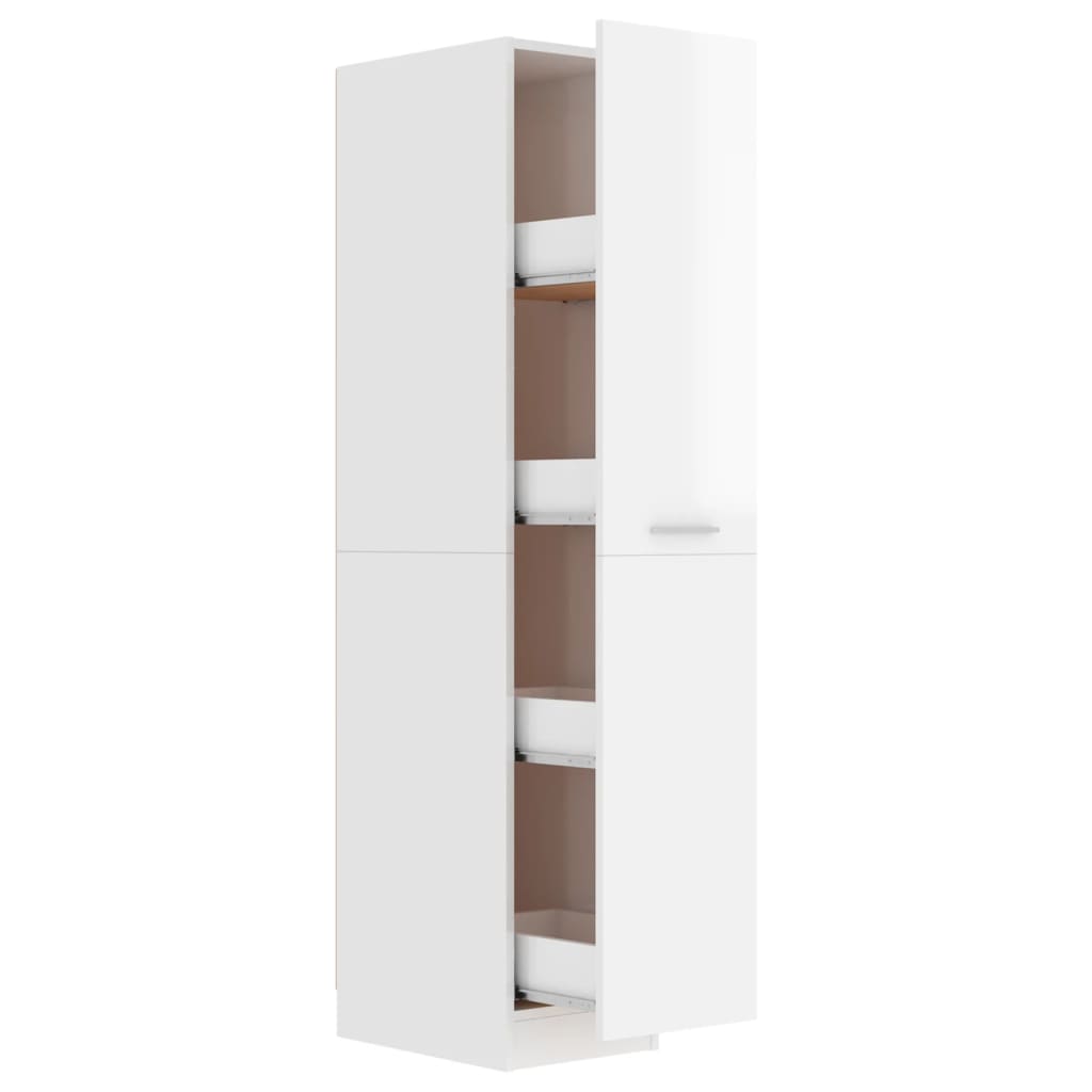 vidaXL Apothekerskast 30x42,5x150 cm spaanplaat hoogglans wit