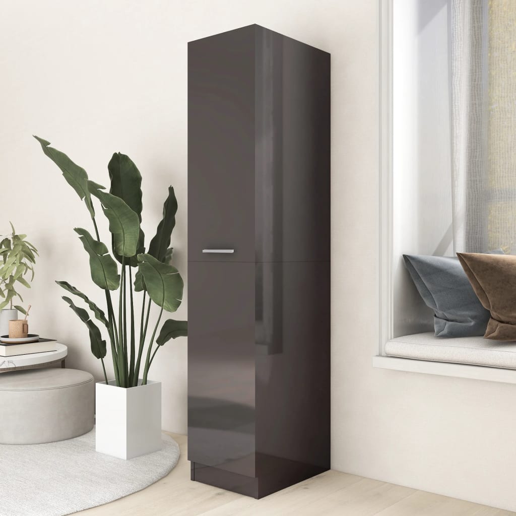 vidaXL Apothecary Cabinet High Gloss Grey 30x42.5x150 cm Engineered Wood