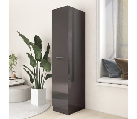 vidaXL Apothecary Cabinet High Gloss Grey 30x42.5x150 cm Engineered Wood