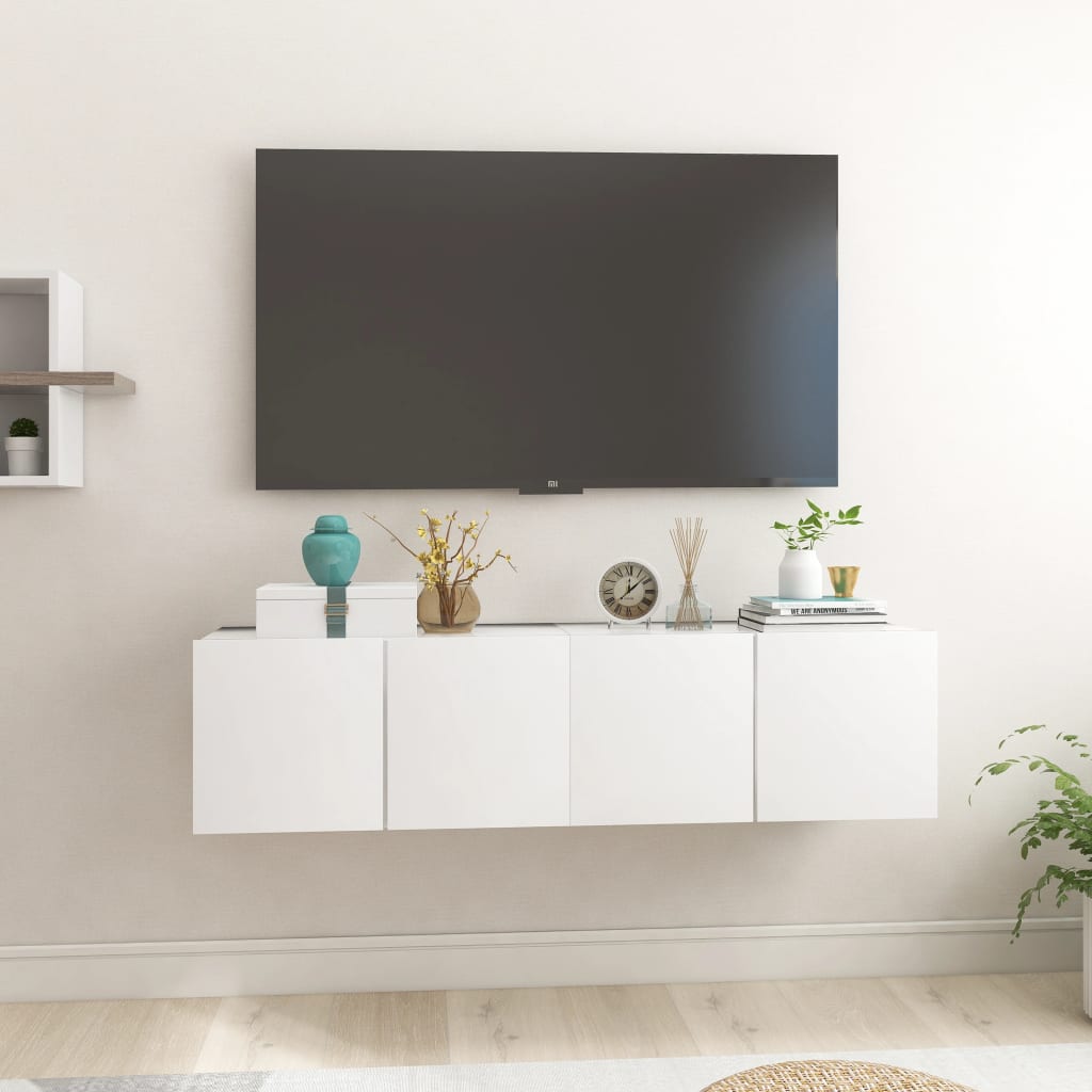vidaXL Dulapuri TV suspendate, 2 buc., alb, 60x30x30 cm