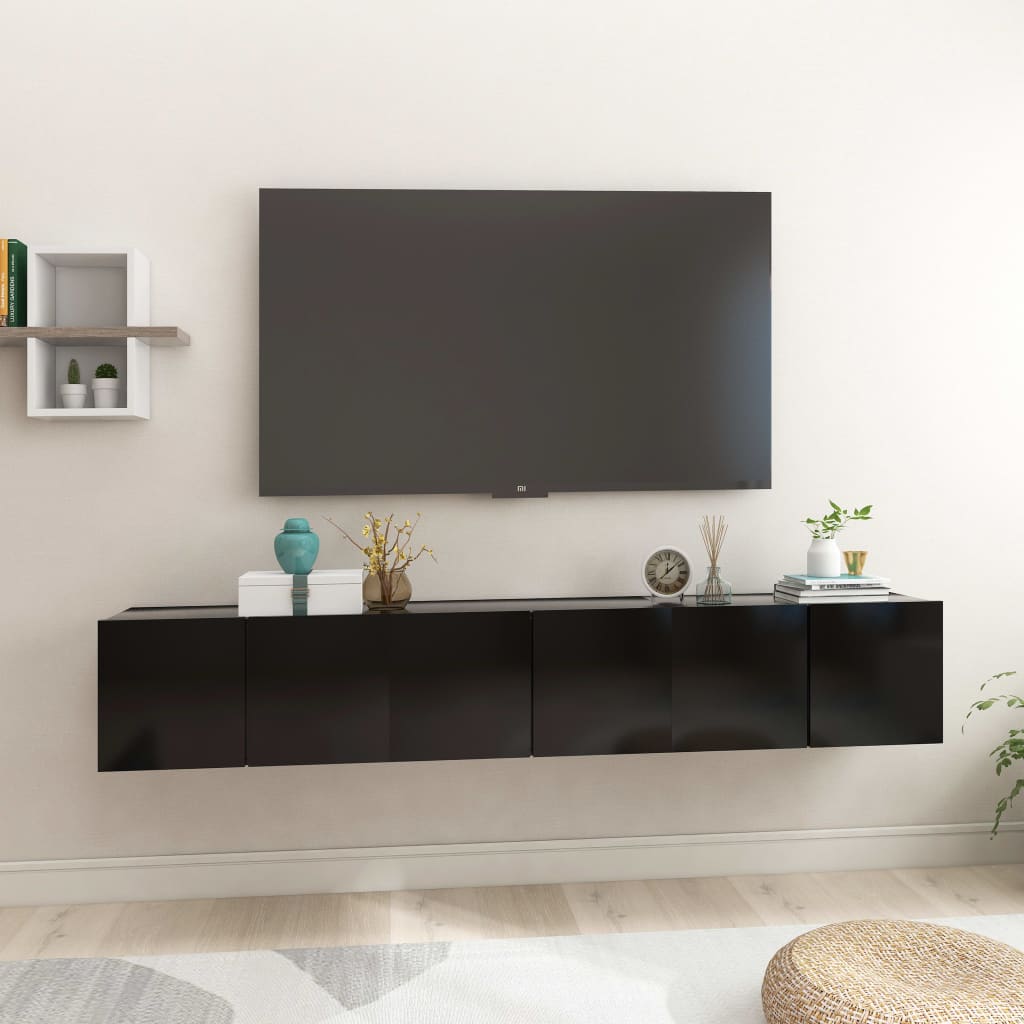 Závěsné TV skříňky 3 ks černé 60 x 30 x 30 cm