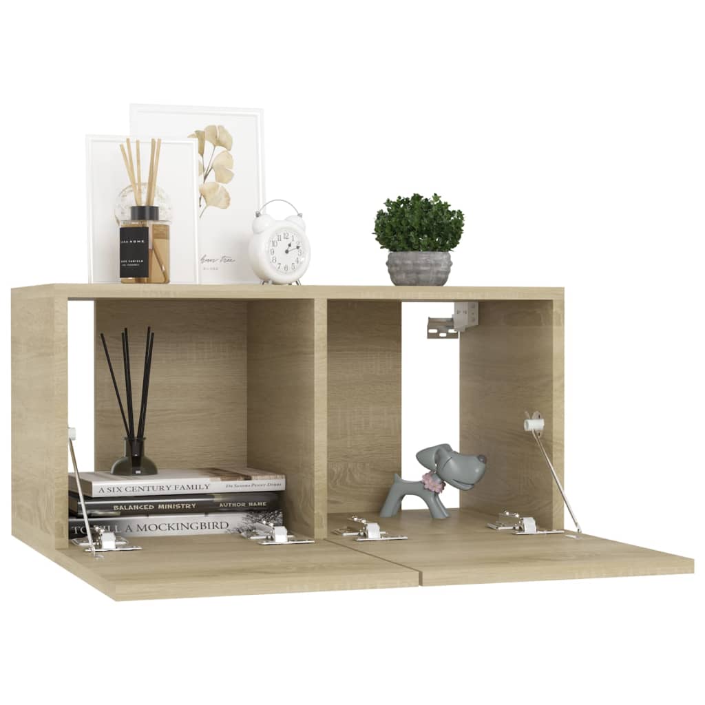 vidaXL Tv-hangmeubelen 2 st 60x30x30 cm sonoma eikenkleurig afbeelding