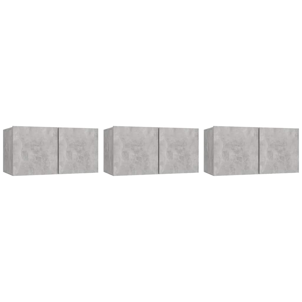 E-shop vidaXL Závesné TV skrinky 3 ks betónové sivé 60x30x30 cm