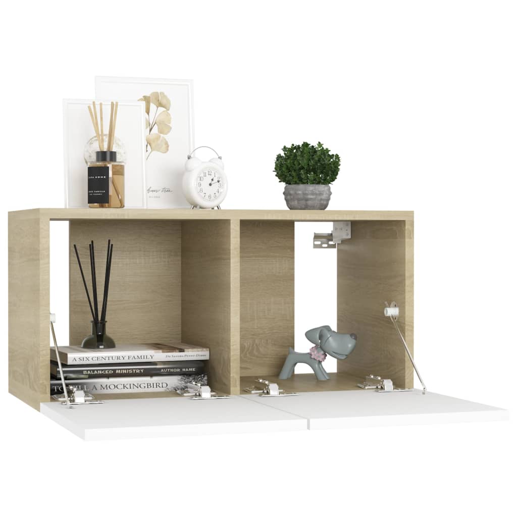 

vidaXL Tv-hangmeubel 60x30x30 cm wit en sonoma eikenkleurig