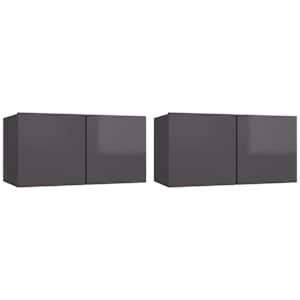 Závěsné TV skříňky 2 ks šedé s vysokým leskem 60x30x30 cm - obrázek 2