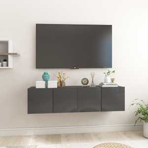 Závěsné TV skříňky 2 ks šedé s vysokým leskem 60x30x30 cm - obrázek 1
