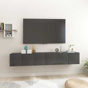 Závěsné TV skříňky 3 ks šedé s vysokým leskem 60x30x30 cm - obrázek 1