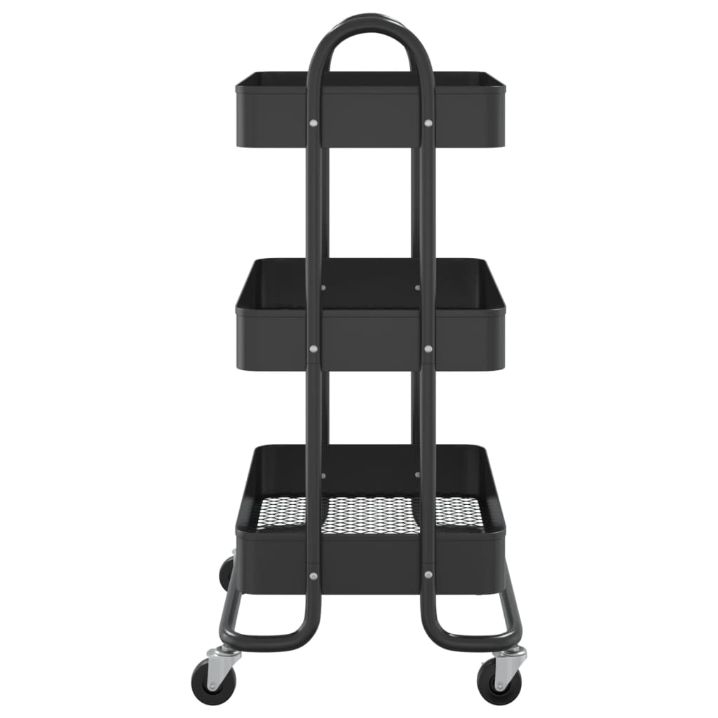 vidaXL 3-Tier Trolley Black 16.9"x13.4"x31.1" Steel