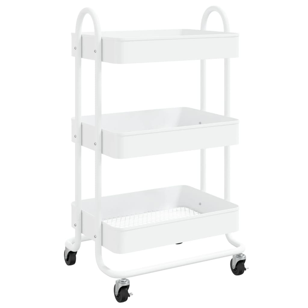 

vidaXL 3-Tier Trolley White 16.9"x13.4"x31.1" Steel