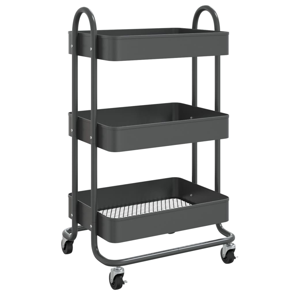 

vidaXL 3-Tier Trolley Anthracite 16.9"x13.4"x31.1" Steel