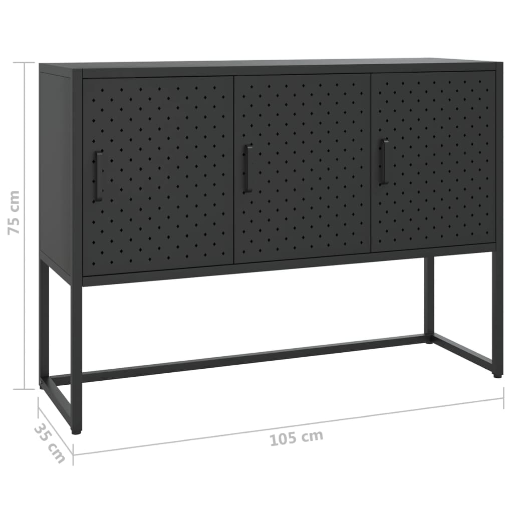 Sideboard Schwarz 105x35x75 cm Stahl | Stepinfit.de