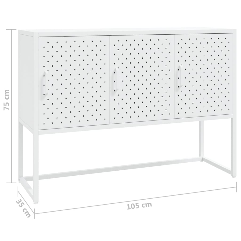 Credenza bassa,Armadietto,Mobile da Cucina Bianca 75x35x70 cm in Acciaio e  Vetro Temperato -BY31828