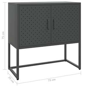 Příborník antracitový 75 x 35 x 75 cm ocel - obrázek 11