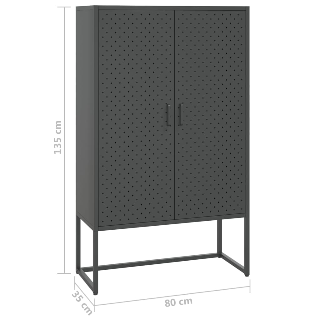 Komoda antracitová 80 x 35 x 135 cm ocel