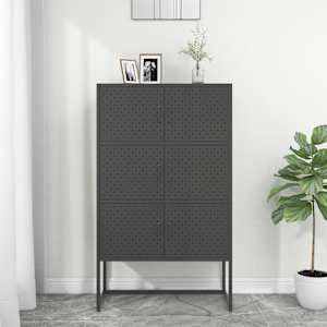 Visoka omarica antracitna 80x35x135 cm jeklo