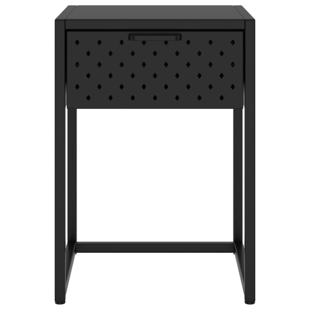 vidaXL Нощно шкафче, черно, 38х35х54 см, стомана