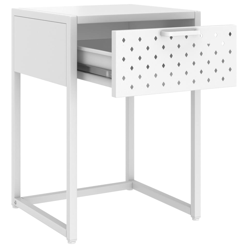 Noční stolek bílý 38 x 35 x 54 cm ocel